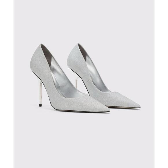 Good American Emma Silver Glitter Stiletto Heels Women’s Size 12 New Box - Picture 6 of 16